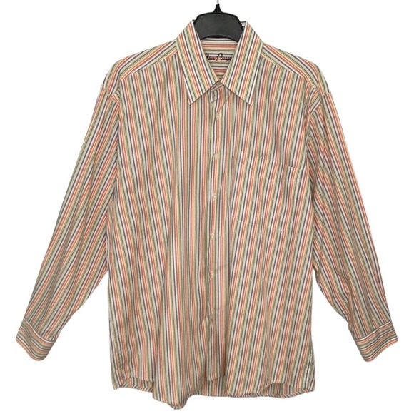 Alan Flusser Men’s Button Down Striped Cotton Long Sleeve Pocket L - Picture 1 of 8